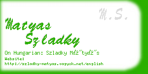 matyas szladky business card